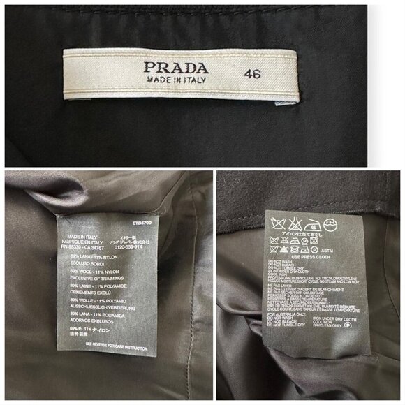 Prada Archival F/W 2005 Runway Opening Look Black Wool Lace Midi Dress IT46 - Picture 3 of 16